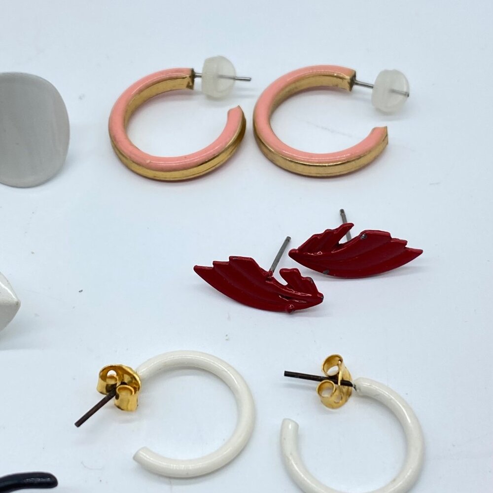 Vtg 80s Statement Earrings Lot of 20 Geometric Abstract Designs Mixed Colors - Picture 9 of 12